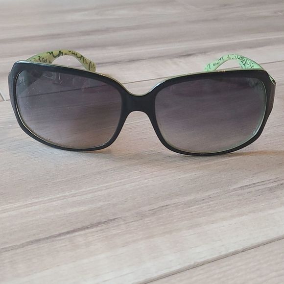 Coach Accessories - Coach Black Rectangular Lense Sunglasses with Green Border Inside.